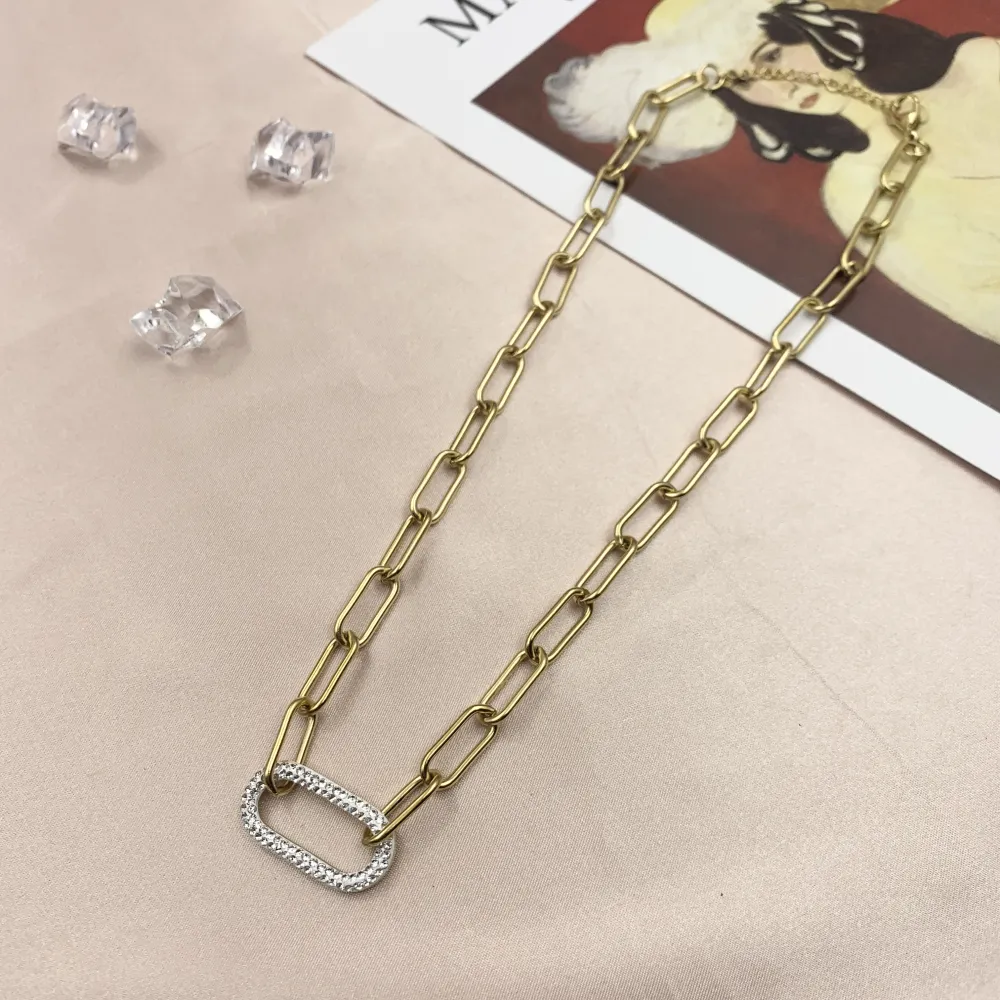 CAC7043-Ovale- Collana Corta in Acciaio - CAC7043-Ovale- Collana Corta in Acciaio