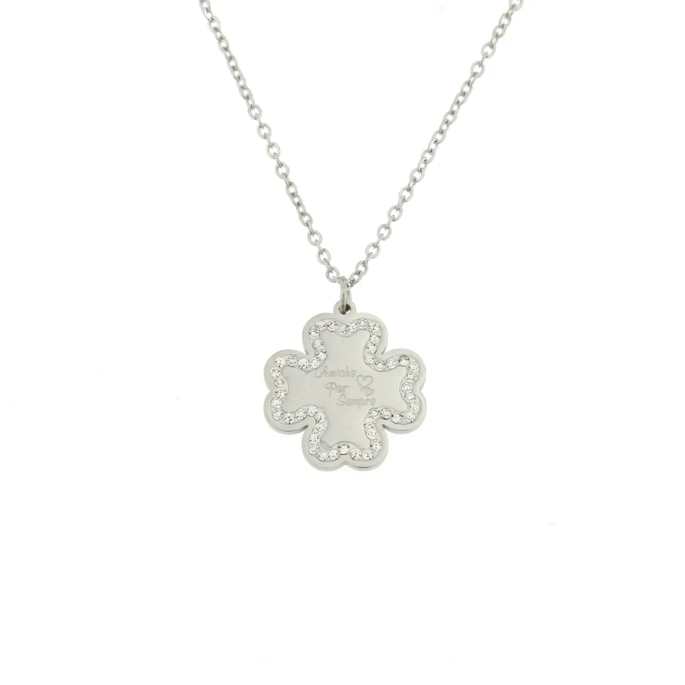 CAC7235-Quadrifoglio Amiche per Sempre-Collana Girocollo in Acc - CAC7235-Quadrifoglio Amiche per Sempre-Collana Girocollo in Acc
