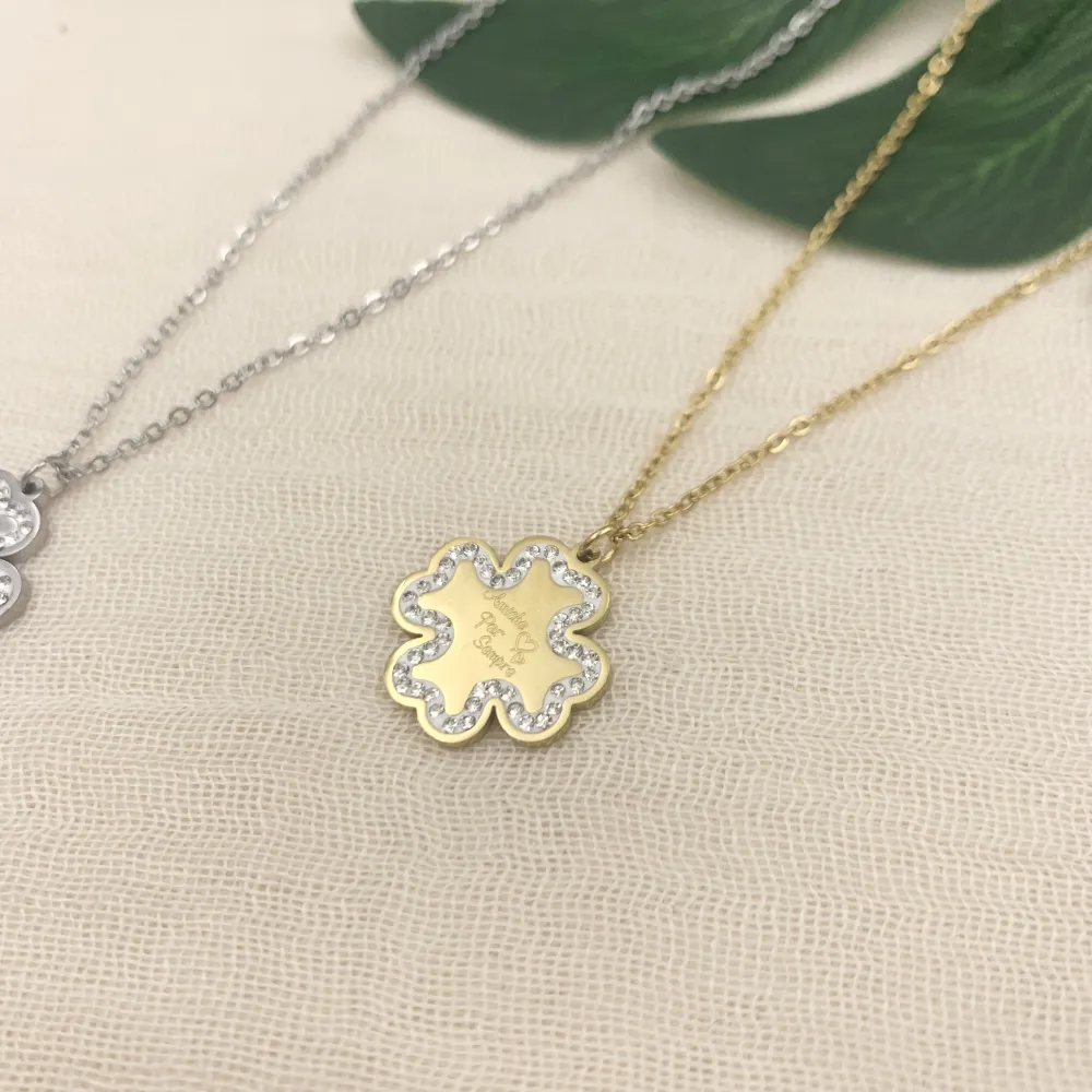 CAC7235-Quadrifoglio Amiche per Sempre-Collana Girocollo in Acc - CAC7235-Quadrifoglio Amiche per Sempre-Collana Girocollo in Acc