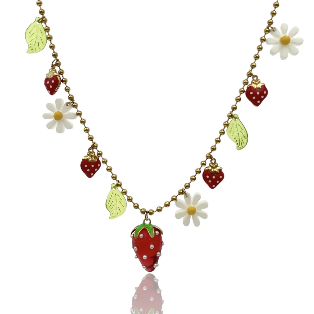 Fragola Margherita -Collana Corta in Acciaio - CAC-732-386