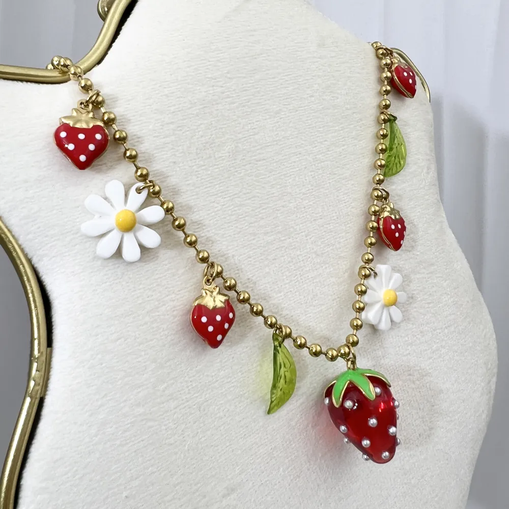 Fragola Margherita -Collana Corta in Acciaio - CAC-732-386