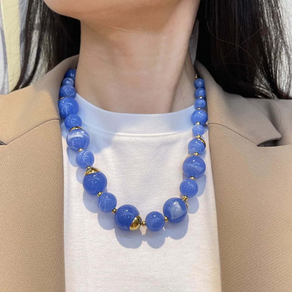 Palline Colorate -Collana Corta in Acciaio - CAC-732-426