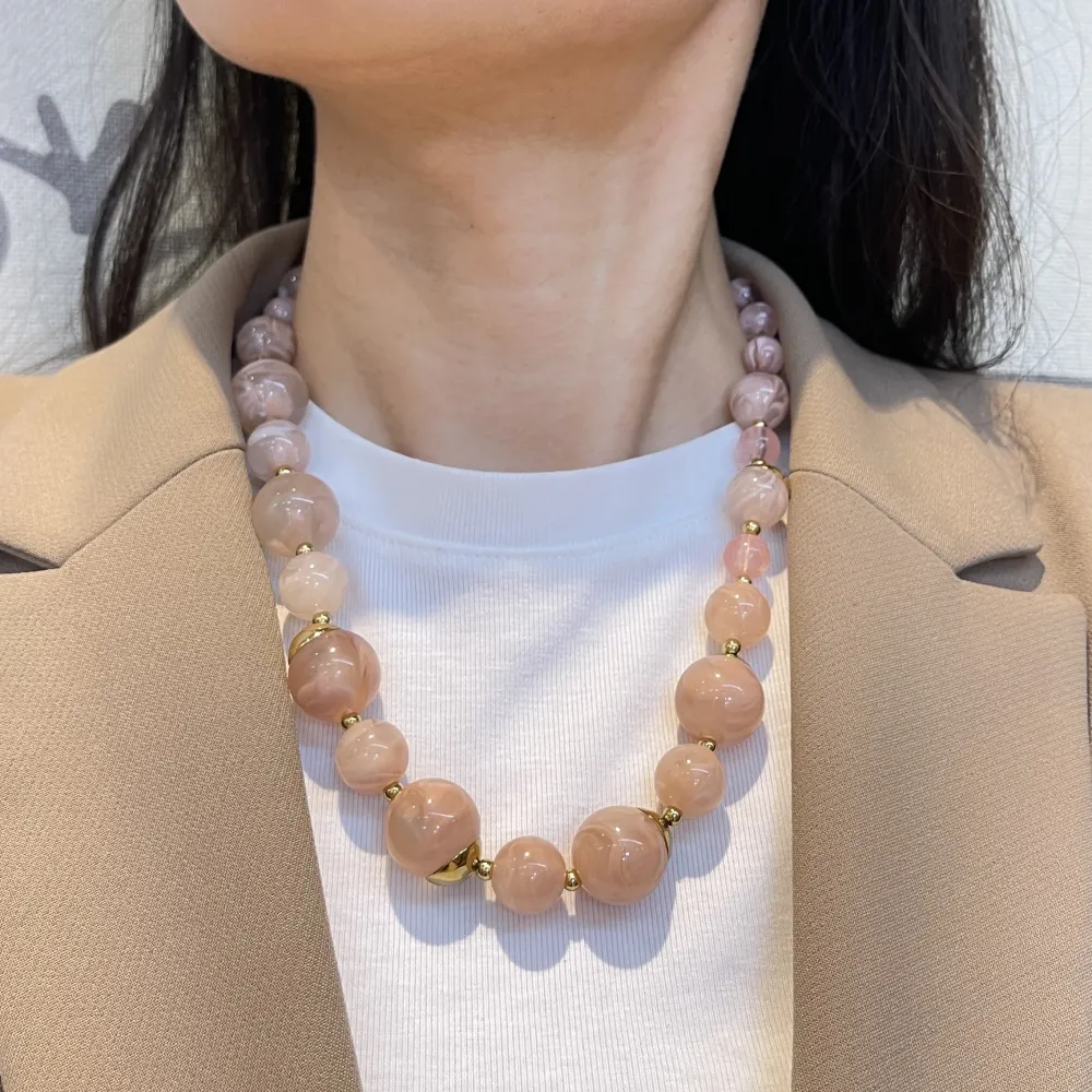 Palline Colorate -Collana Corta in Acciaio - CAC-732-426