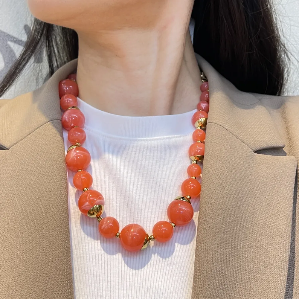 Palline Colorate -Collana Corta in Acciaio - CAC-732-426