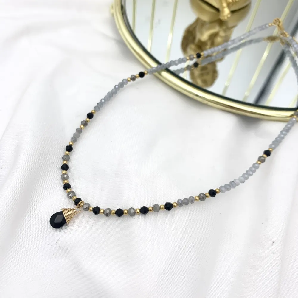 Catena con Perline-Collana Corta in Acciaio - CAC-735-20