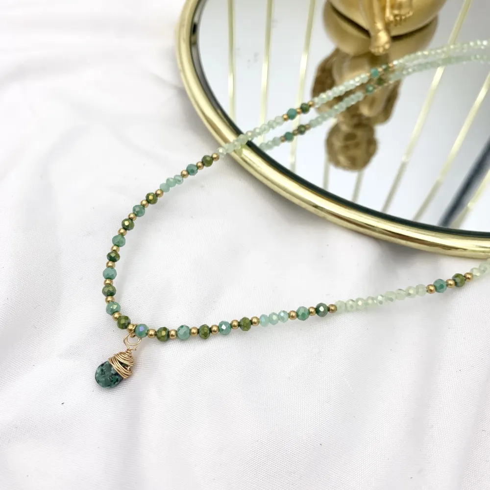 Catena con Perline-Collana Corta in Acciaio - CAC-735-20