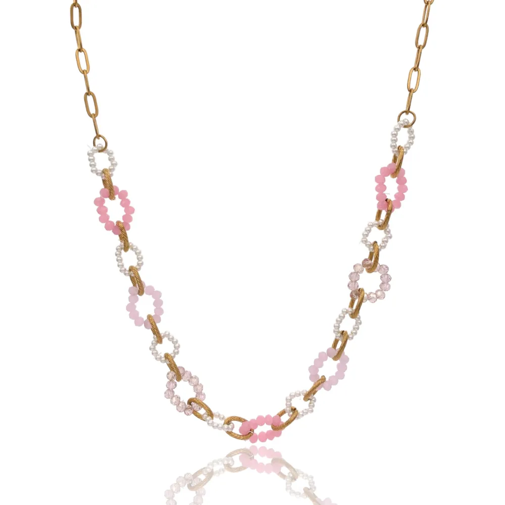 Catena con Perline-Collana Corta in Acciaio - CAC-735-21