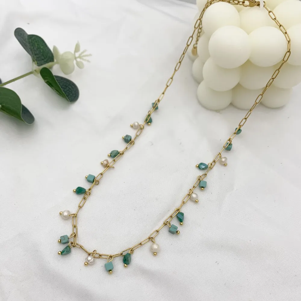 Perline Colorate-Collana Corta in Acciaio - CAC-735-23-57