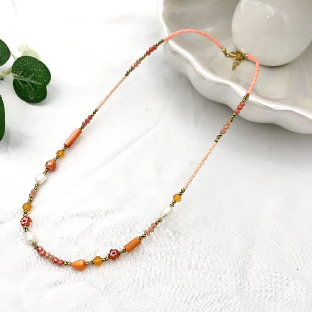 Catena con Perline-Collana Corta in Acciaio - CAC-735-25