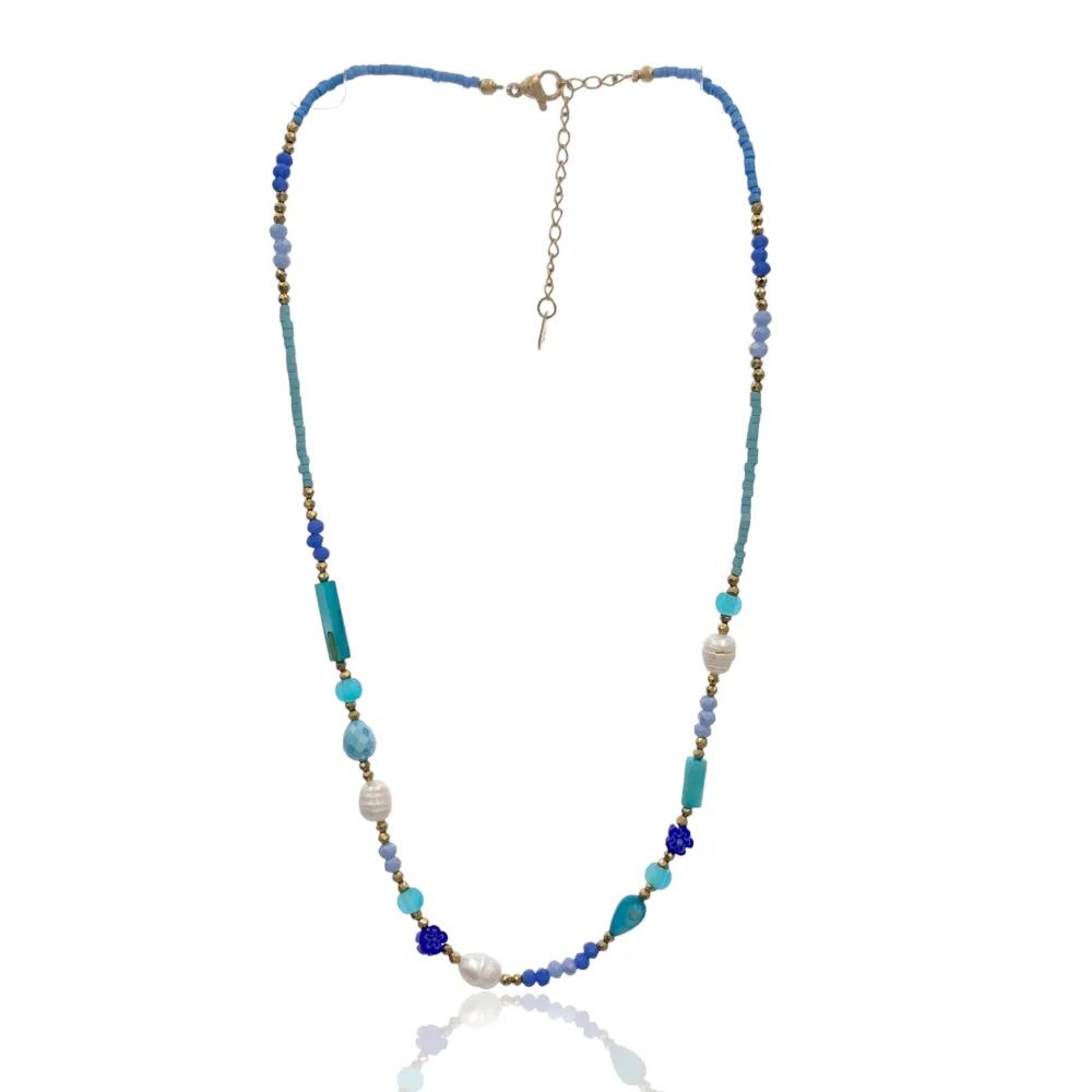 Catena con Perline-Collana Corta in Acciaio - CAC-735-25