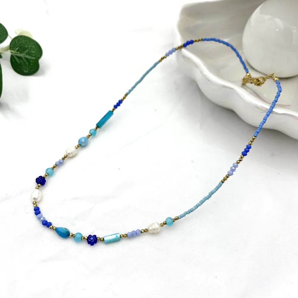 Catena con Perline-Collana Corta in Acciaio - CAC-735-25