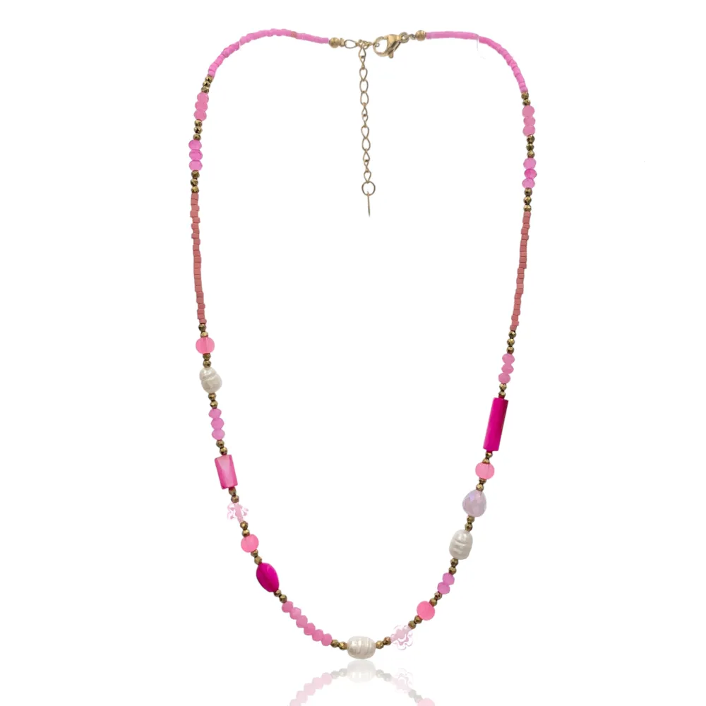 Catena con Perline-Collana Corta in Acciaio - CAC-735-25