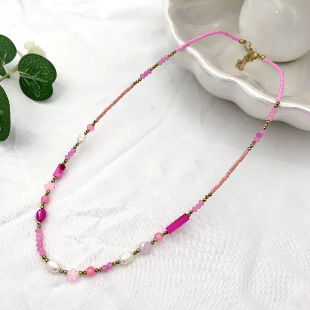 Catena con Perline-Collana Corta in Acciaio - CAC-735-25