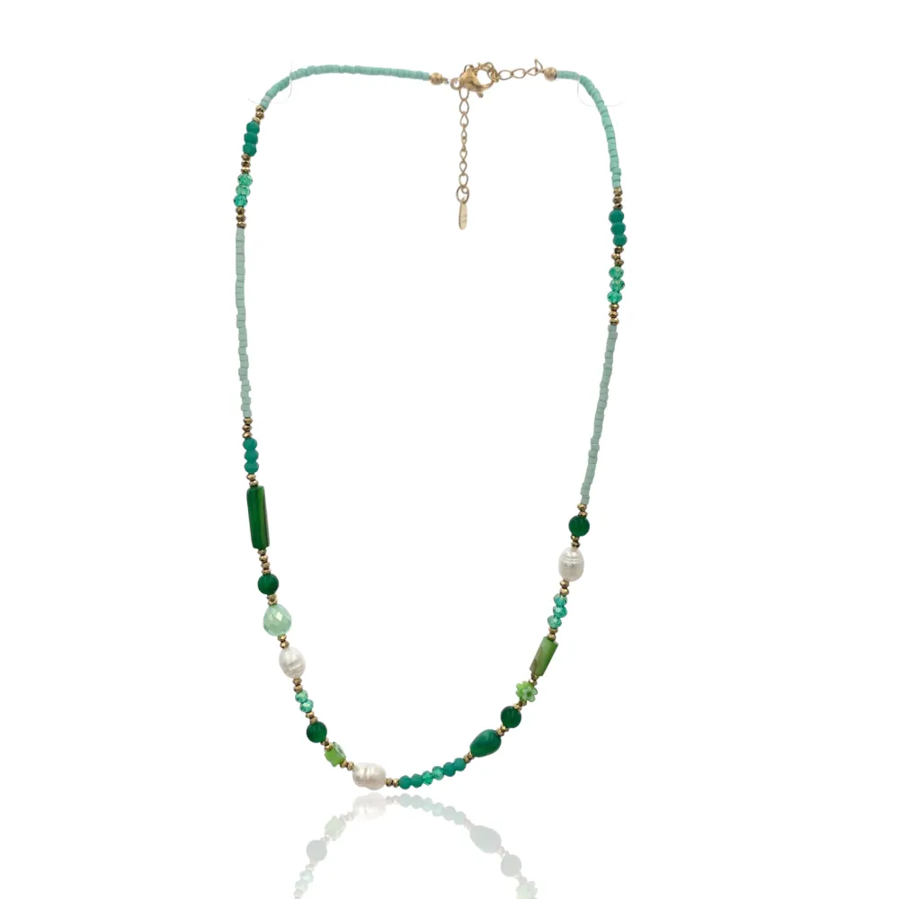 Catena con Perline-Collana Corta in Acciaio - CAC-735-25