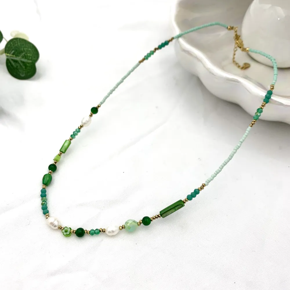 Catena con Perline-Collana Corta in Acciaio - CAC-735-25