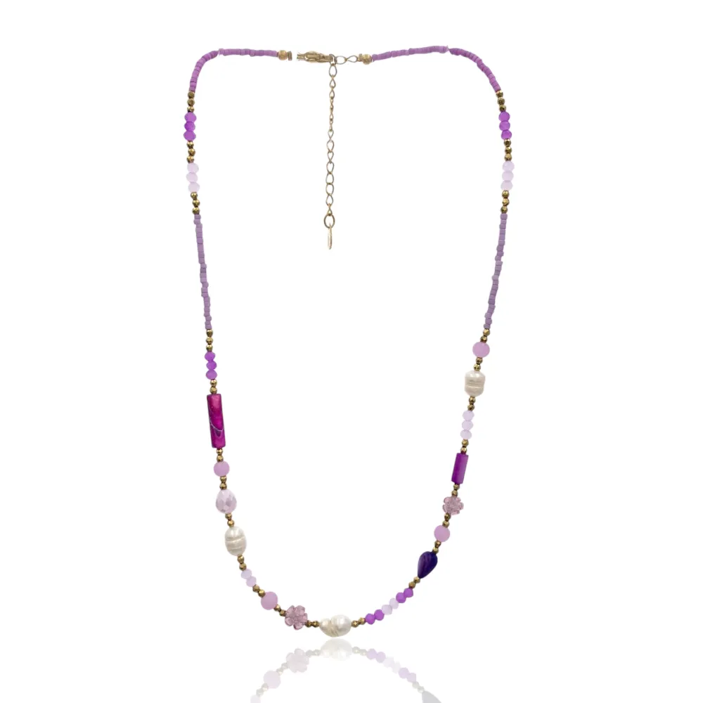 Catena con Perline-Collana Corta in Acciaio - CAC-735-25