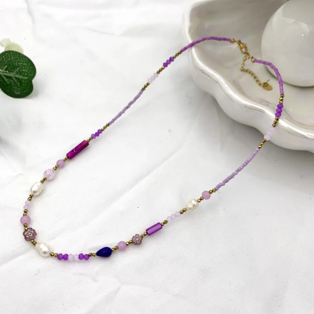 Catena con Perline-Collana Corta in Acciaio - CAC-735-25