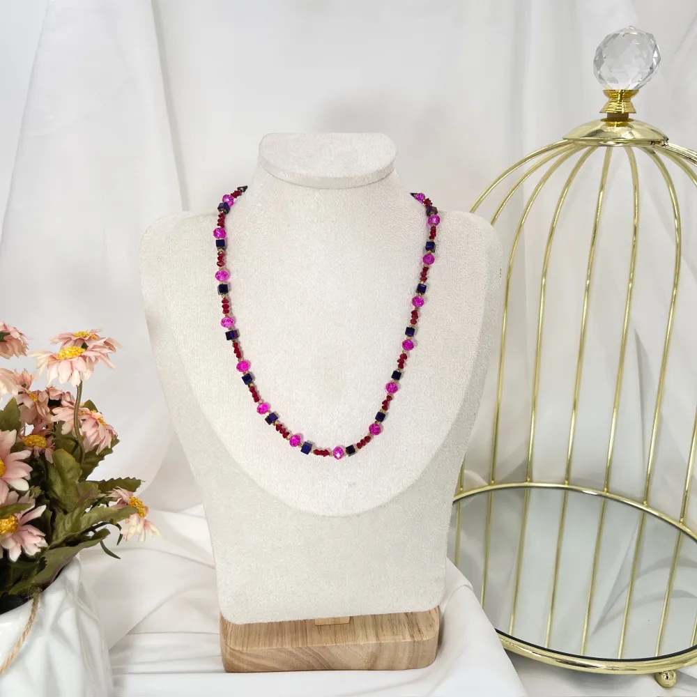 Perline Colorati-Collana Corta in Acciaio - CAC-735-33S