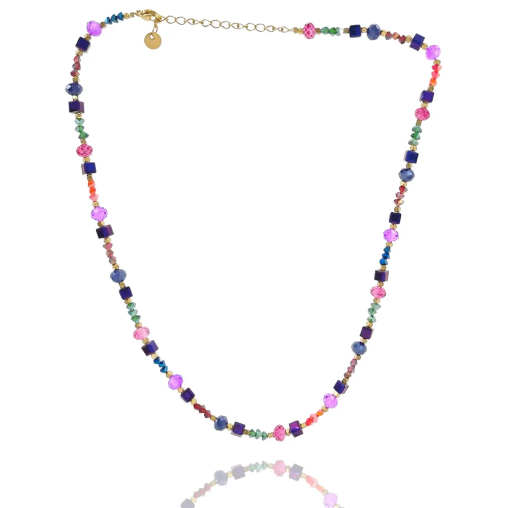 Perline Colorati-Collana Corta in Acciaio - CAC-735-33S