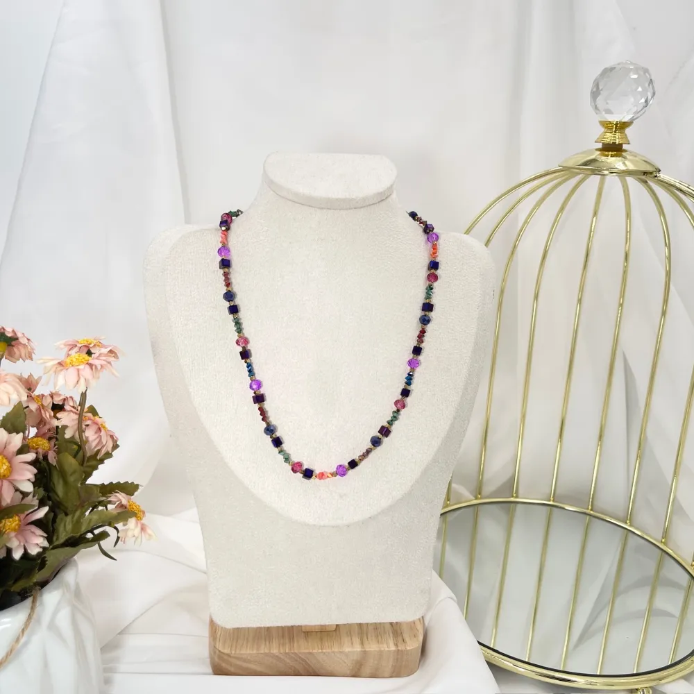 Perline Colorati-Collana Corta in Acciaio - CAC-735-33S