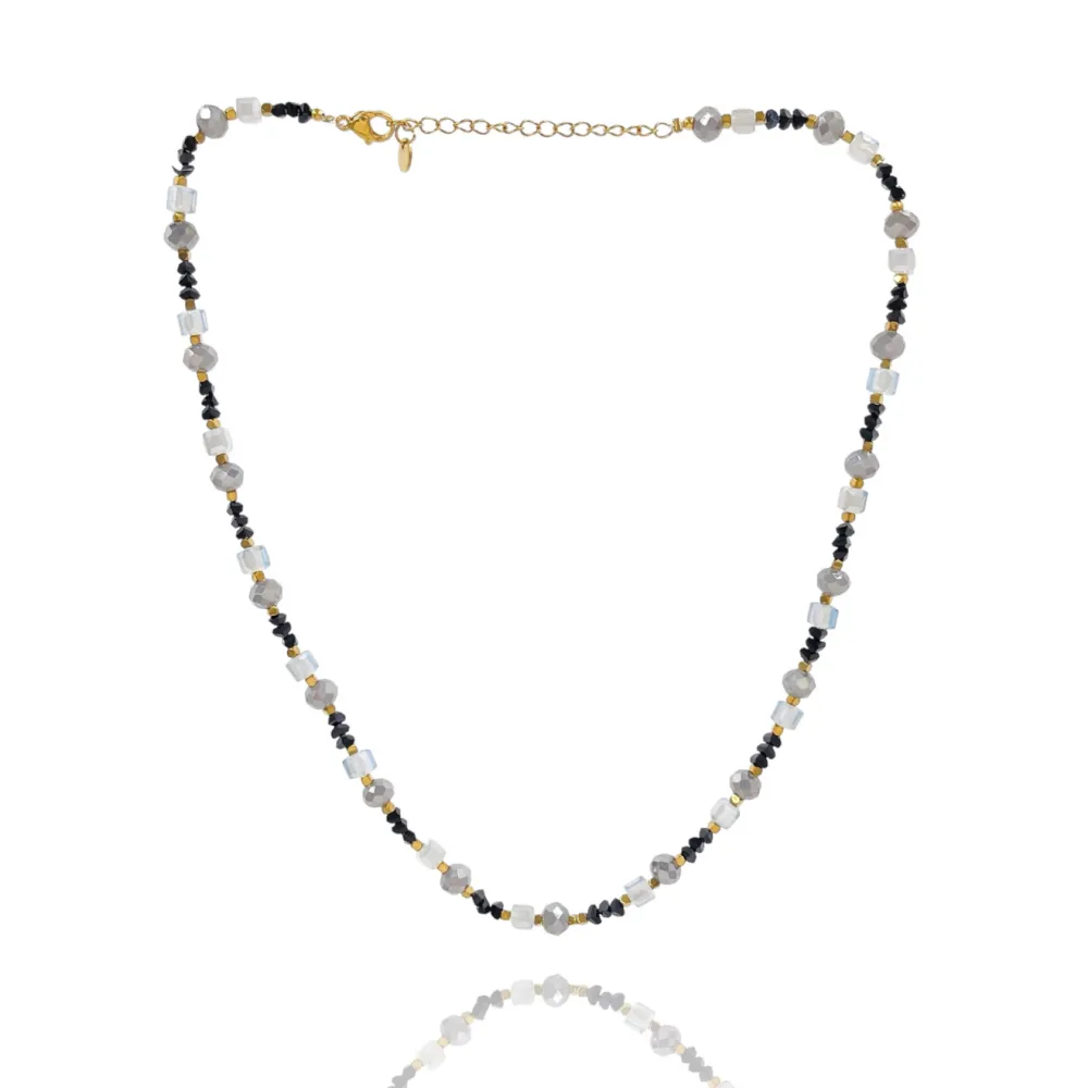 Perline Colorati-Collana Corta in Acciaio - CAC-735-33S