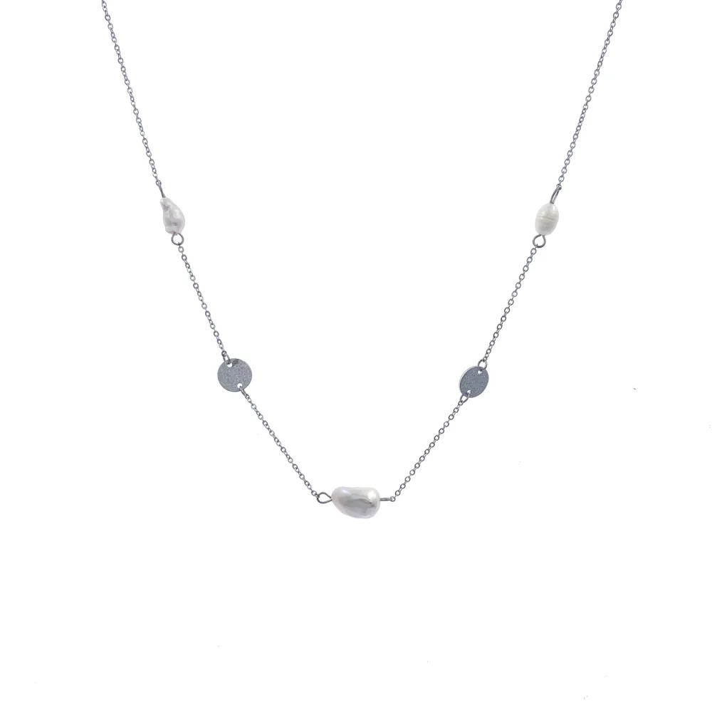 CAC7605-Perla -Collana Corta in Acciaio - CAC7605-Perla -Collana Corta in Acciaio