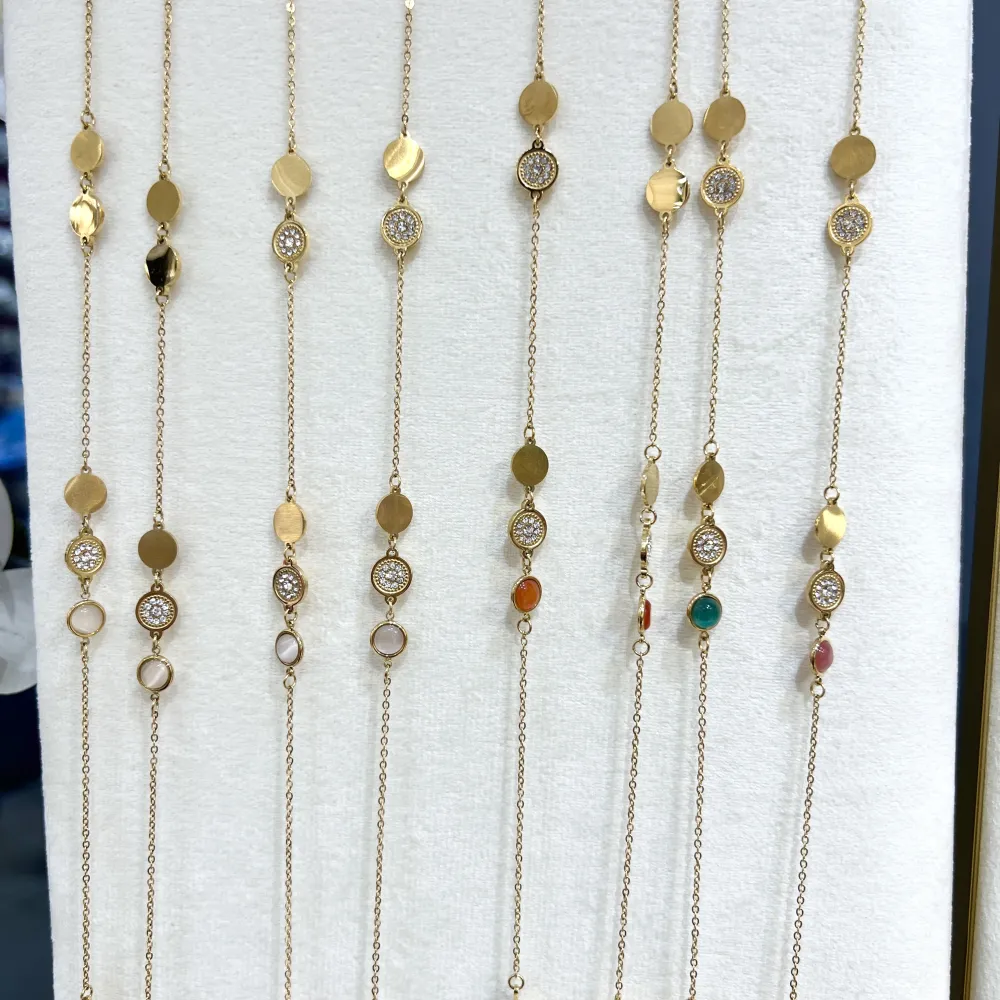 Tondo Punto Luce con Pietra-Collana Lunga in Acciaio - CAL-103-AA1731N