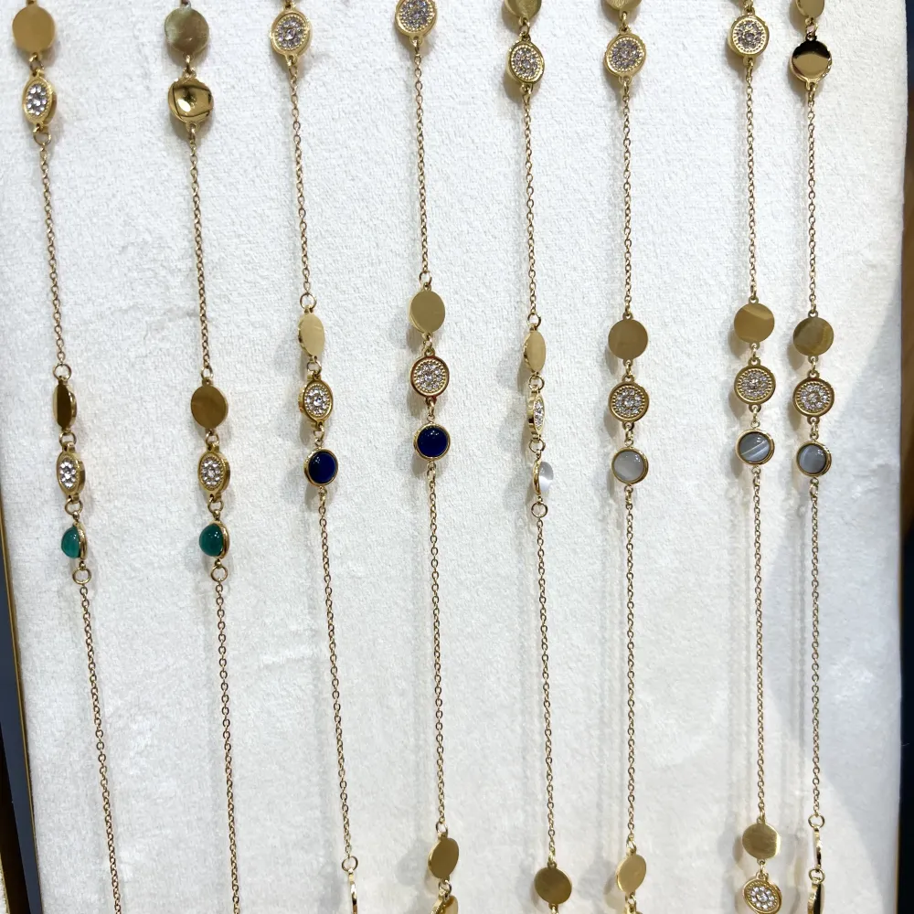 Tondo Punto Luce con Pietra-Collana Lunga in Acciaio - CAL-103-AA1731N