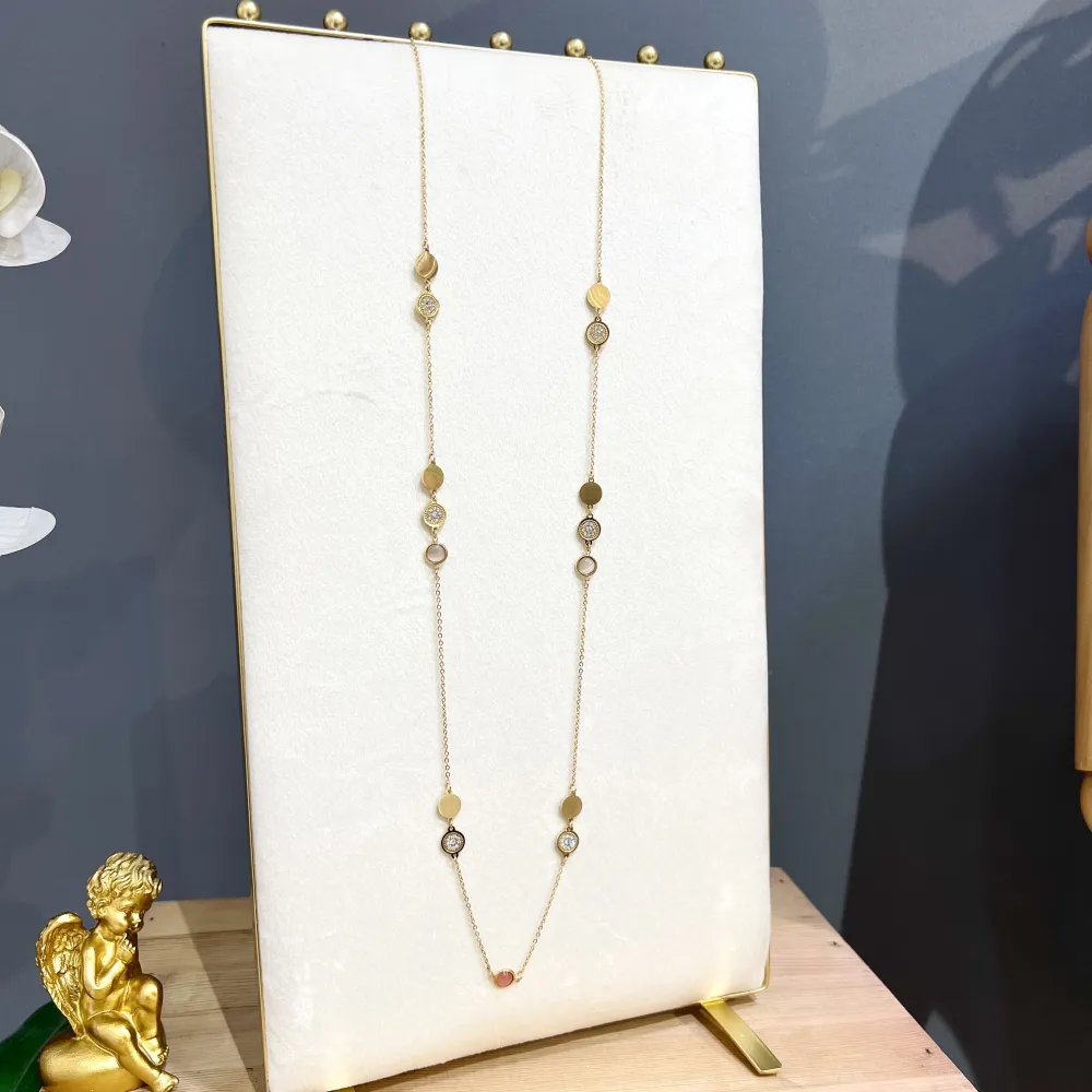 Tondo Punto Luce con Pietra-Collana Lunga in Acciaio - CAL-103-AA1731N