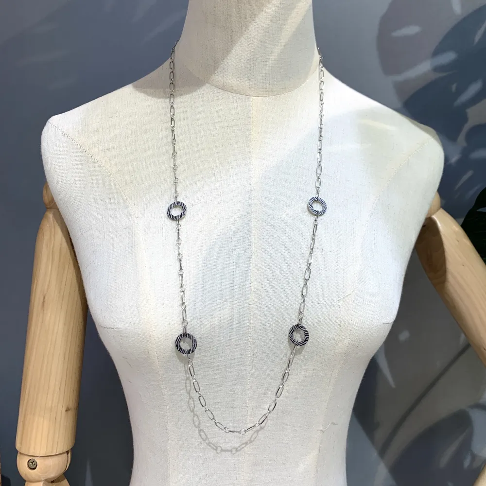 Cerchio con Catena-Collana Lunga in Acciaio - CAL-104-A35