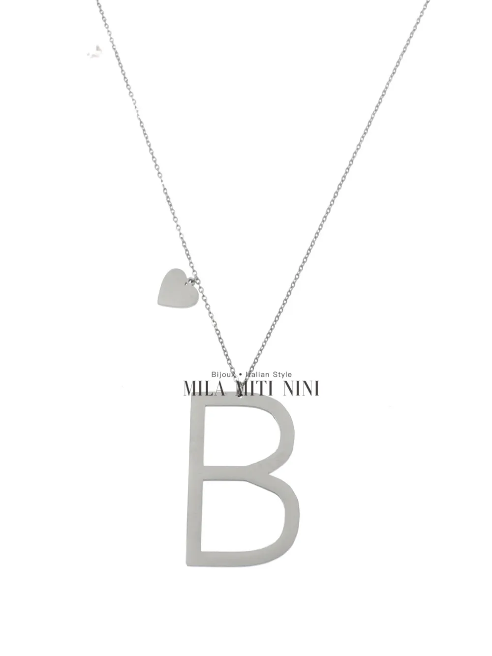 CAL413-1543-Iniziale ARGENTO-Collana Lunga in Acciaio - CAL413-1543-Iniziale ARGENTO-Collana Lunga in Acciaio