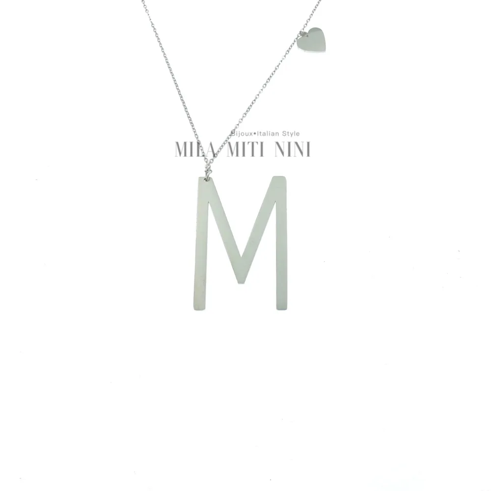 CAL413-1543-Iniziale ARGENTO-Collana Lunga in Acciaio - CAL413-1543-Iniziale ARGENTO-Collana Lunga in Acciaio