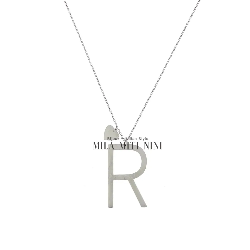 CAL413-1543-Iniziale ARGENTO-Collana Lunga in Acciaio - CAL413-1543-Iniziale ARGENTO-Collana Lunga in Acciaio