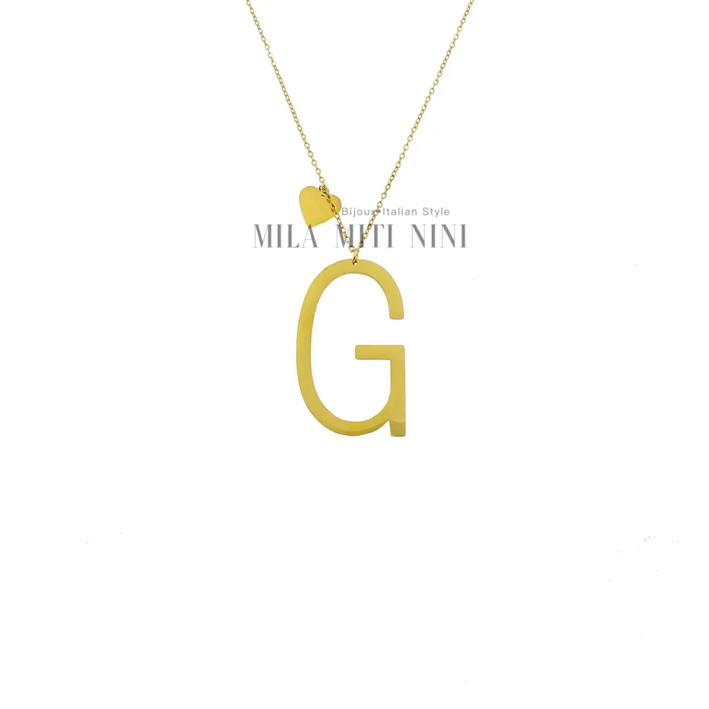 CAL413-1543-Iniziale ORO GIALLO-Collana Lunga in Acciaio - CAL413-1543-Iniziale ORO GIALLO-Collana Lunga in Acciaio
