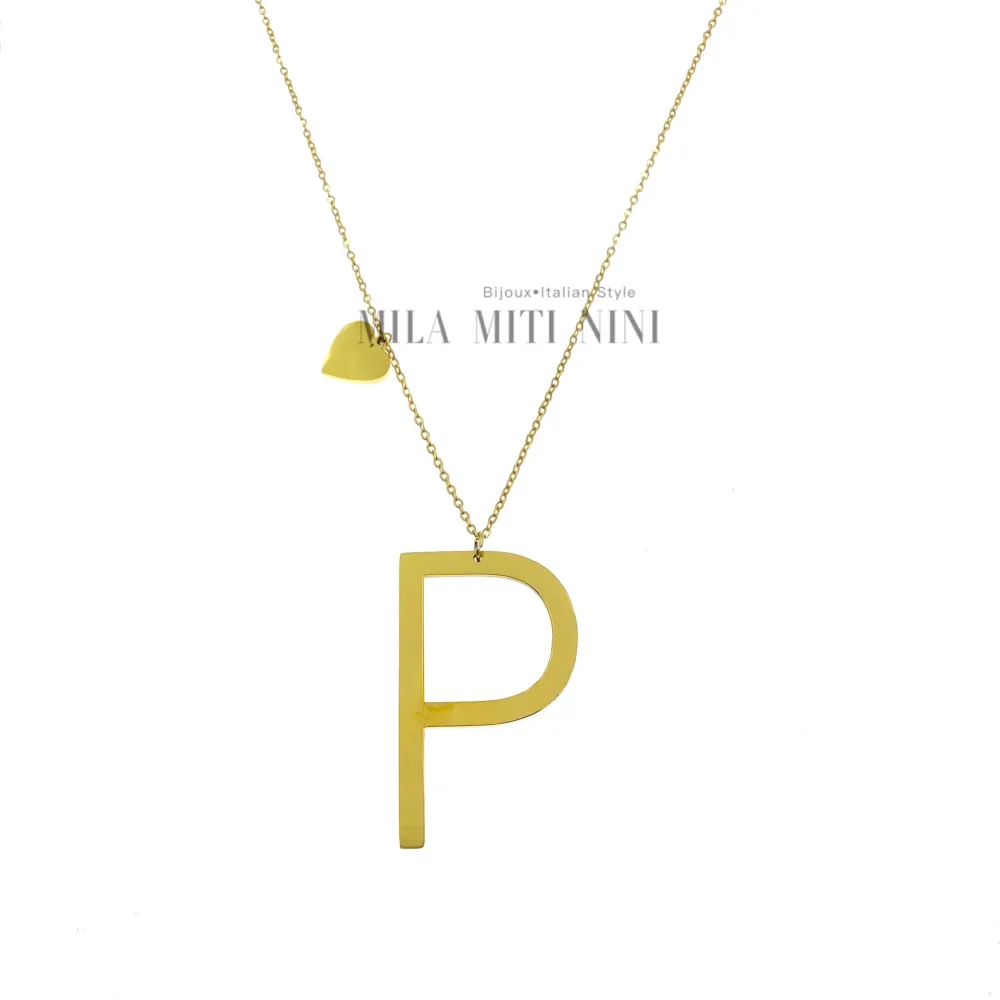 CAL413-1543-Iniziale ORO GIALLO-Collana Lunga in Acciaio - CAL413-1543-Iniziale ORO GIALLO-Collana Lunga in Acciaio