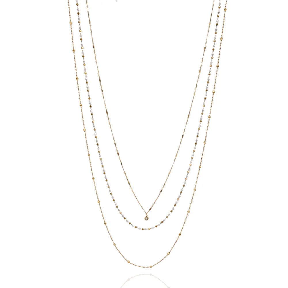 Multifili Lunghi con Perla-Collana Lunga in Acciaio - CAL-413-2224