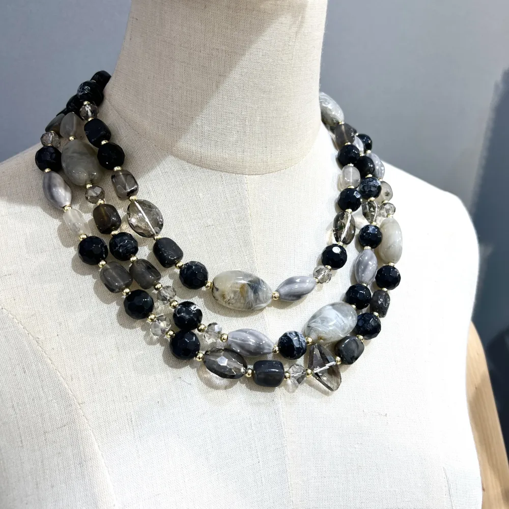 Multifilo Effetto Pietra-Collana Corta Moda - CMC-401-34S