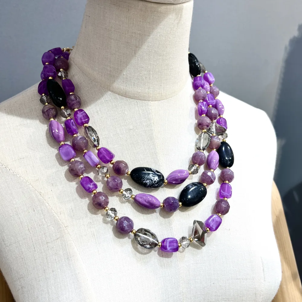 Multifilo Effetto Pietra-Collana Corta Moda - CMC-401-34S