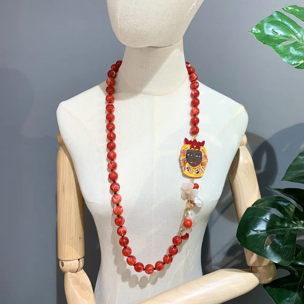 Testa di Moro-Collana Lunga in Resina - CML-15349