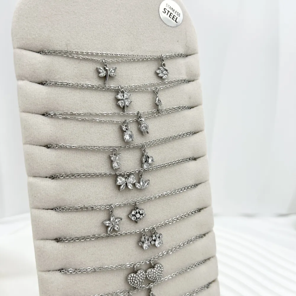 Soggetti Mix con Zirconia-24pz Collane Corte in Acciaio - CPA-103-AA2878-2897N