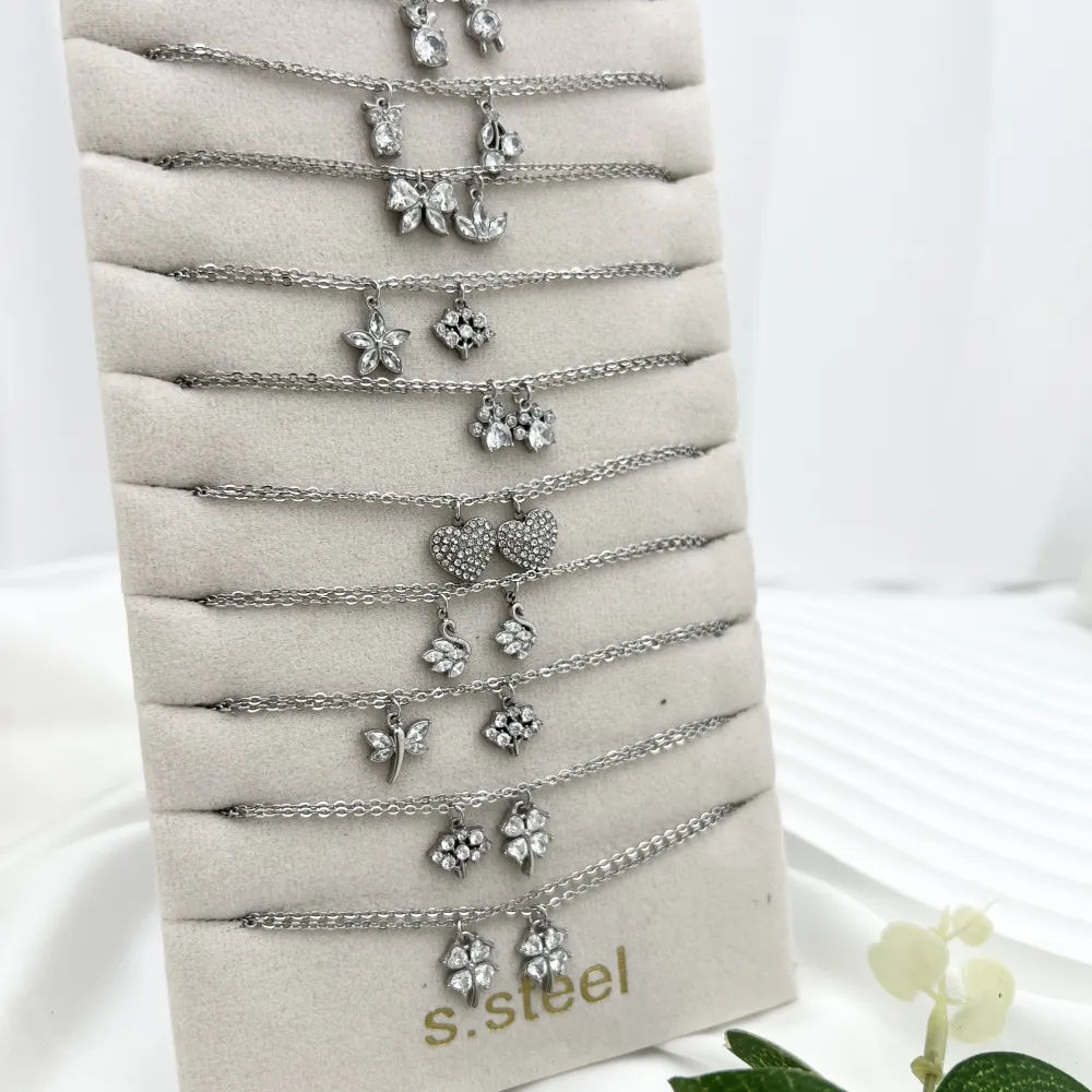 Soggetti Mix con Zirconia-24pz Collane Corte in Acciaio - CPA-103-AA2878-2897N