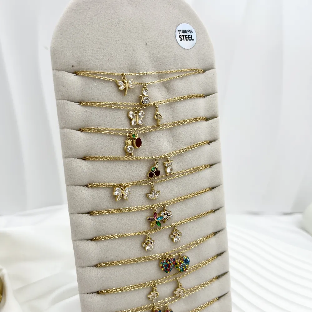 Soggetti Mix con Zirconia-24pz Collane Corte in Acciaio - CPA-103-AA2878-2897N