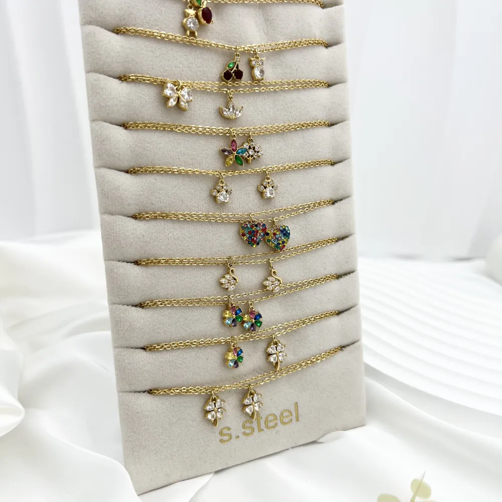 Soggetti Mix con Zirconia-24pz Collane Corte in Acciaio - CPA-103-AA2878-2897N