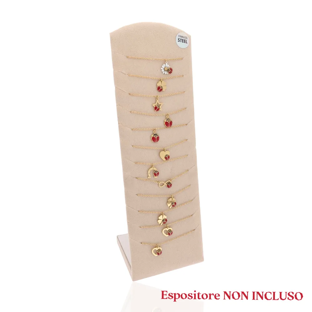 Mix Coccinella Smaltata-12pz Collane Corte in Acciaio - CPA-103-AA894N