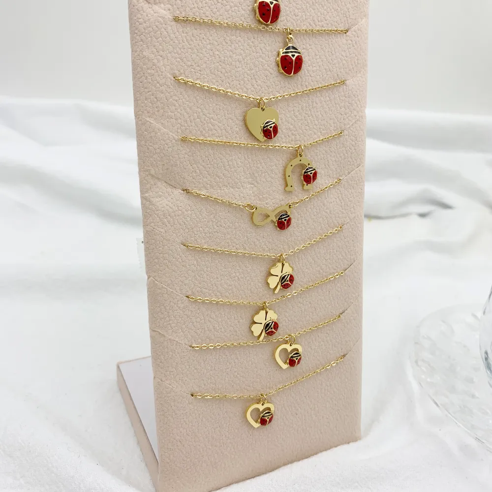 Mix Coccinella Smaltata-12pz Collane Corte in Acciaio - CPA-103-AA894N