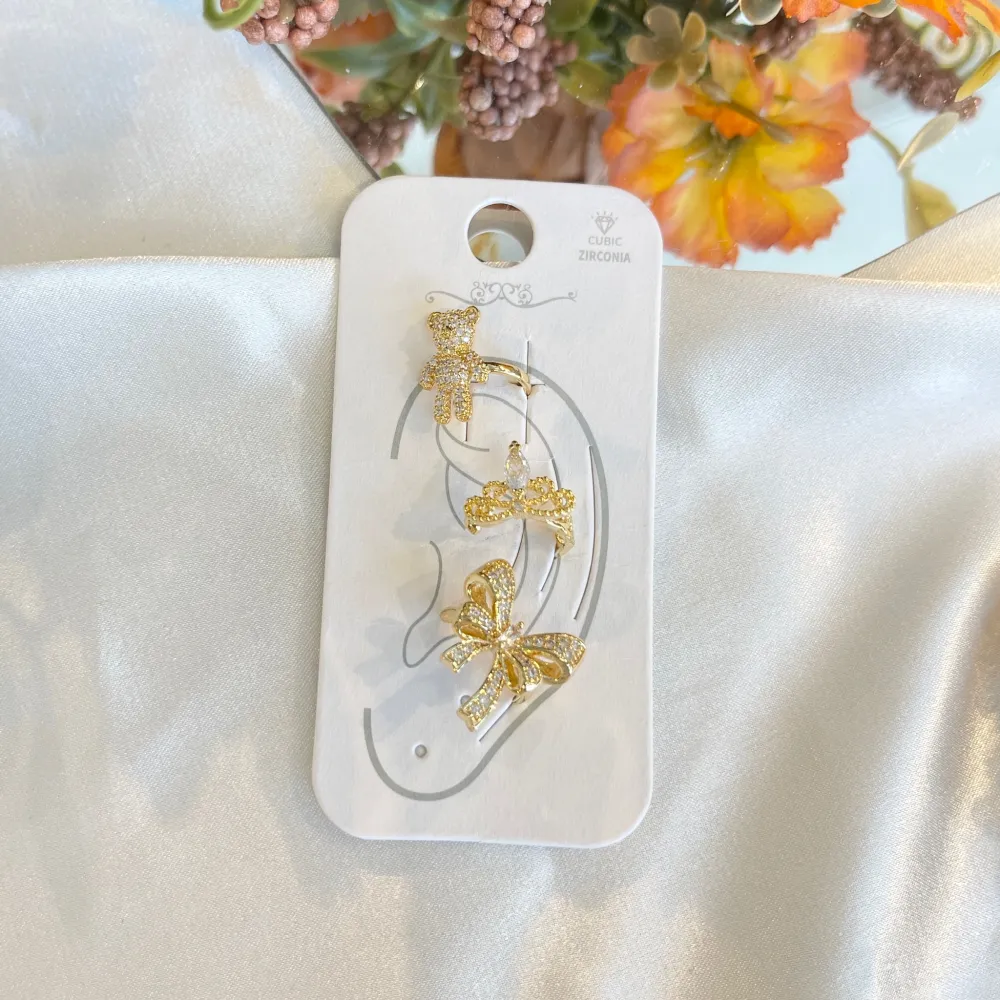 Set 3Pz  -Earcuff con Zirconia - EAK-506-301