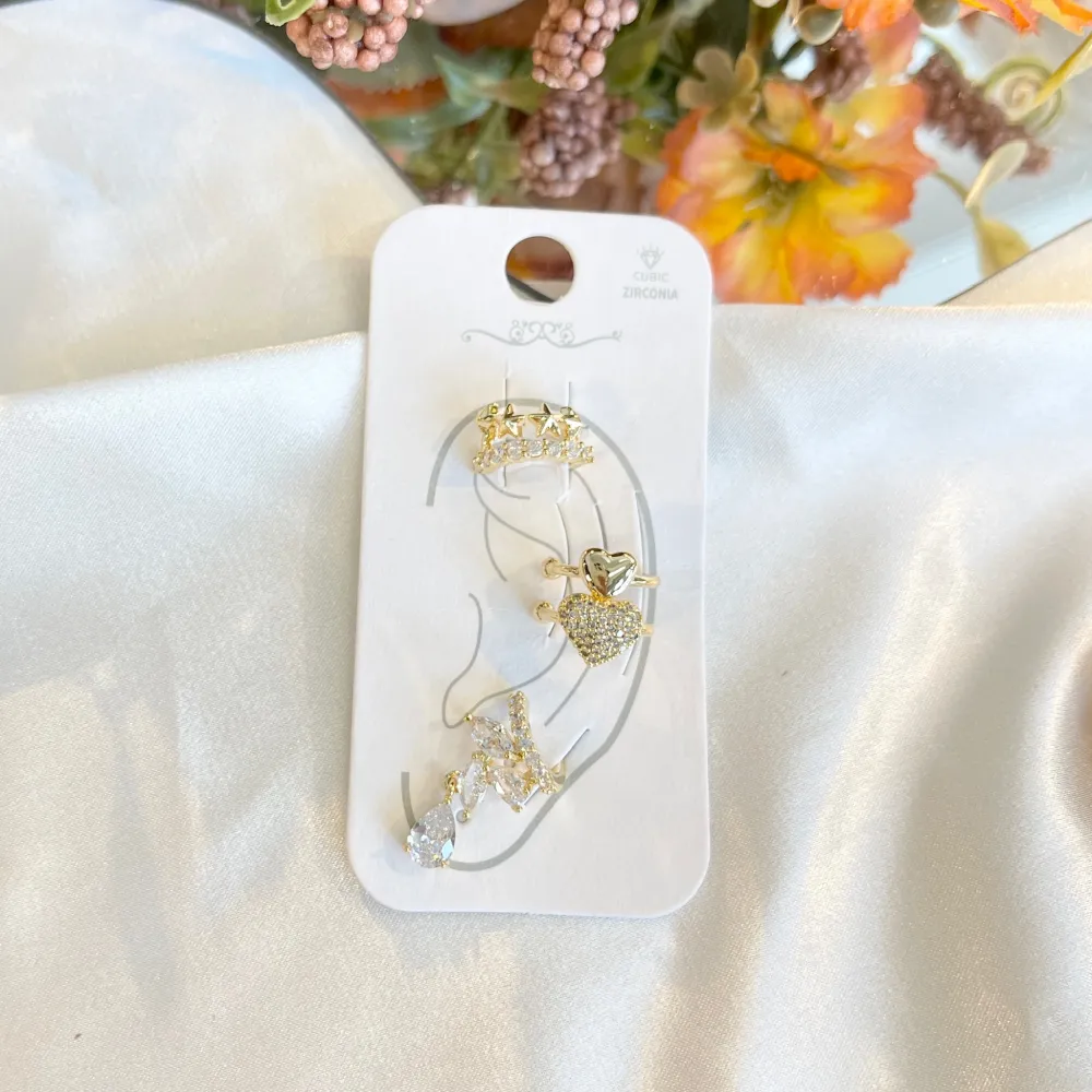 Set 3Pz  -Earcuff con Zirconia - EAK-506-309