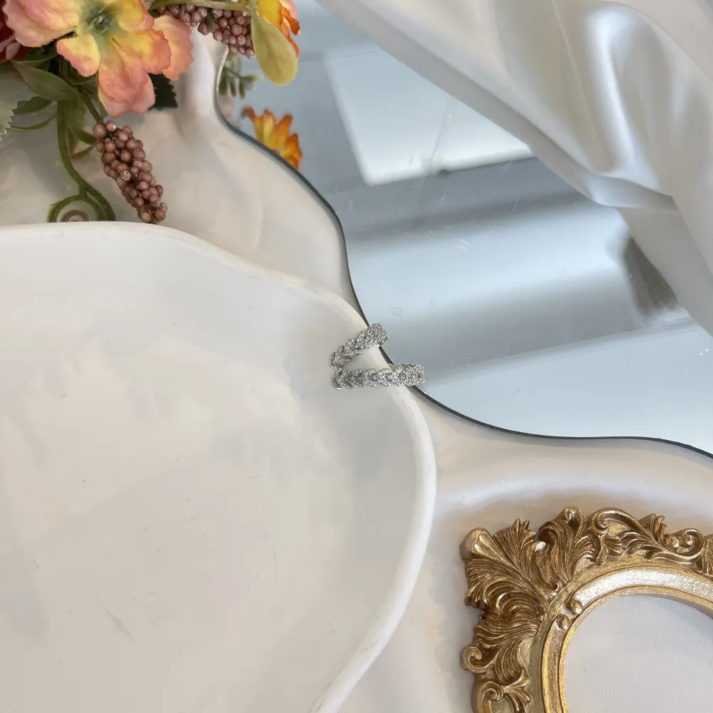 Doppio Cerchio con Zirconia-Earcuff in Ottone - EAK-506-333