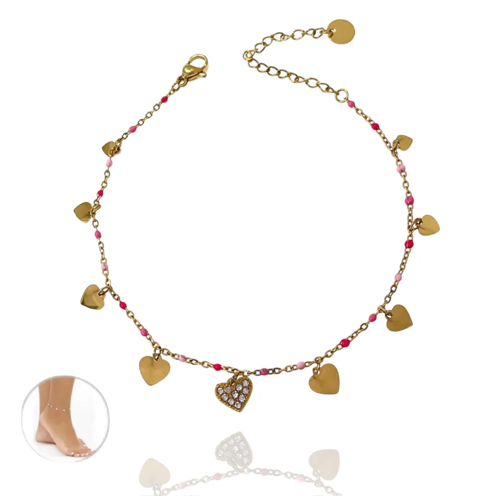 Cuore Smaltato-Cavigliera in Acciaio - KAV-103-AA3439B