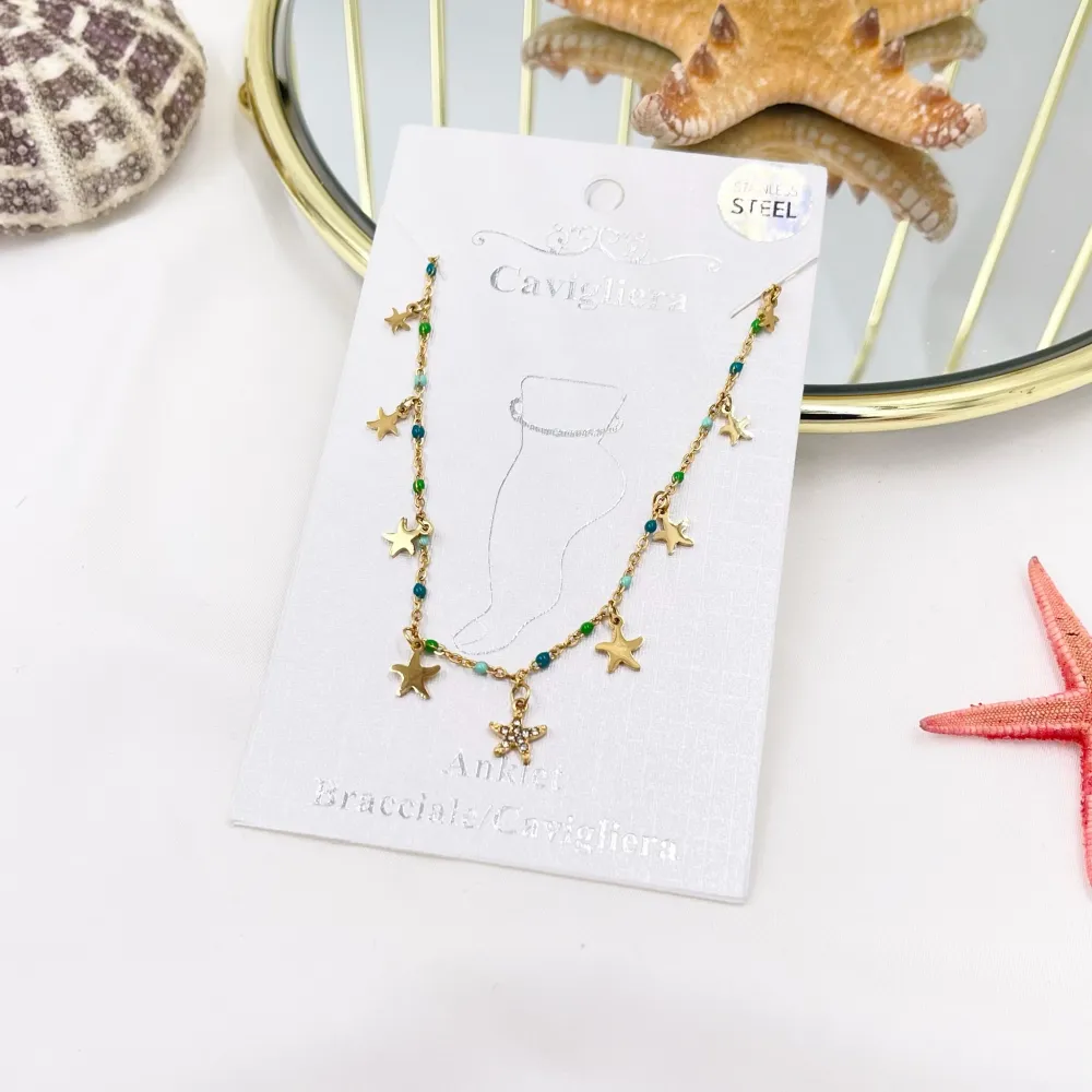 Stella Marina Smaltata-Cavigliera in Acciaio - KAV-103-AA3442B